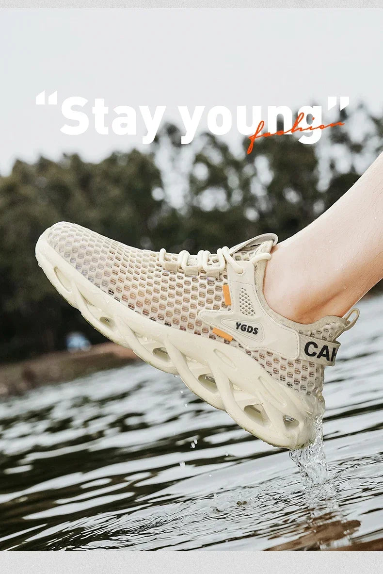 Breathable Mesh Summer Men Platform Sneakers Lightweight Casual Loafers Shoes for Running Tennis Hiking Outdoor Daily Wear