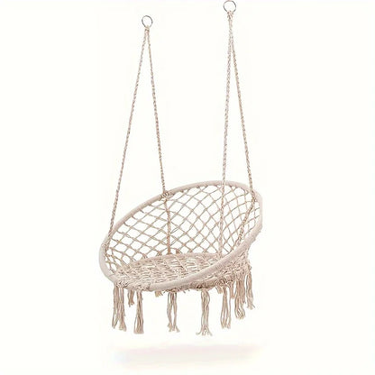 Woven Hanging Chair with Backrest for Indoor & Outdoor | Swing Chair for Garden, Patio, Balcony | Portable Nest Basket