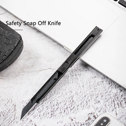 1 Pcs 9mm Black Self-locking Utility Knives Safety Snap Off Knife Paper Cutter Knife Multifunctional Office Supplies Art Knifes