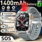 New Rugged Military Smart Watch Men 1400 mAh battery 2.01inch Bluetooth Call Health monitoring device LED flashlight Smart watch