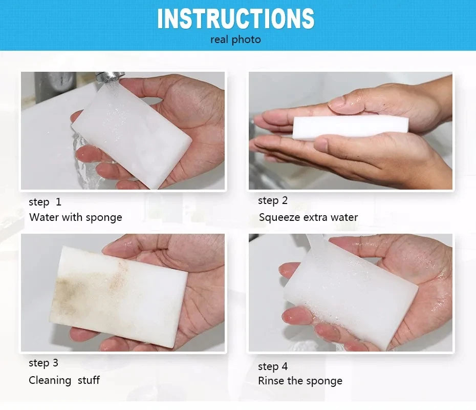 100 Pcs/lot Melamine Sponge Eraser White Cleaning Tools Cleaning Sponge Cleaner Car Office For kitchen Office Bathroom 10*6*2cm