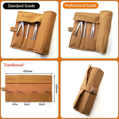 TianBonsai NBK-07/NMK-07 7-piece bonsai tool set leather storage roll bag for bonsai pruning, shaping and maintenance