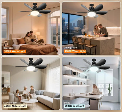 LED 30W Ceiling Fan Light E27 with Remote Control for Dimming Suitable for Living Room Study Household Use 85-265V