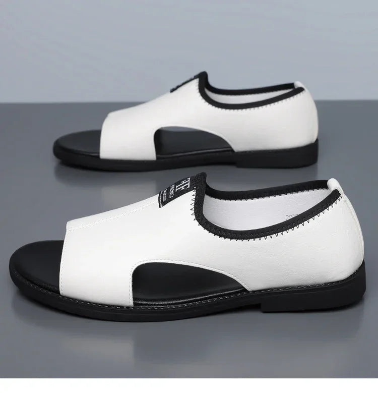 Men's Roman Sandals Summer Comfort Casual Soft Sole Slippers Anti-Slip Breathable Outdoor Slip-On Beach Shoes-HT2025
