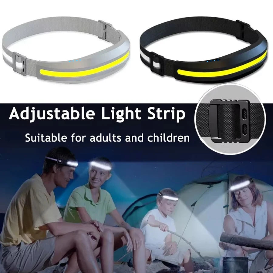High Power COB Headlamp USB Rechargeable Lamp with 4 Lighting Modes Portable Light with Red/White Light Outdoor Camping Lantern