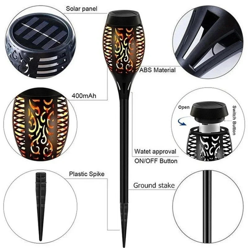1/2/4/6/8/10Pcs Solar Flame Torch Lights Flickering Light Waterproof Garden Decoration Outdoor Lawn Path Yard Patio Floor Lamps