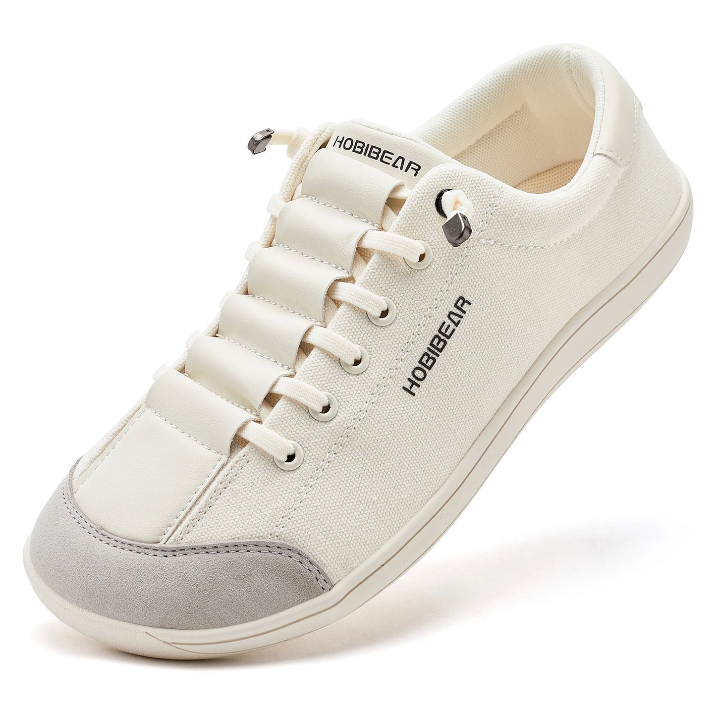 HOBIBEAR Wide Toe Barefoot Shoes for Unisex Minimalist Canvas Sneakers Lightweight Adjustable Slip On Walking Shoes
