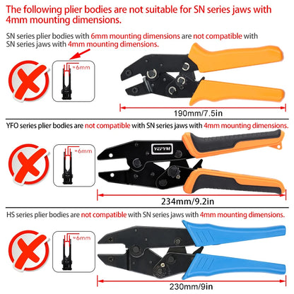 1 pcs Jaw (Width 4mm/SN Pliers) Powder Alloy For TAB 2.8 4.8 6.3 XH2.54 Plug Insulation Tube Terminal Tools Crimping Pliers