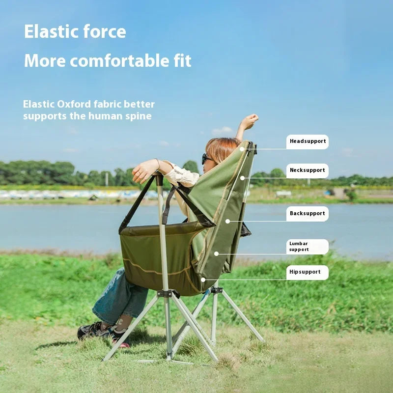Outdoor rocking chair foldable chair fishing chair portable camping hanger, casual nap chair folding chair moon chair recliner