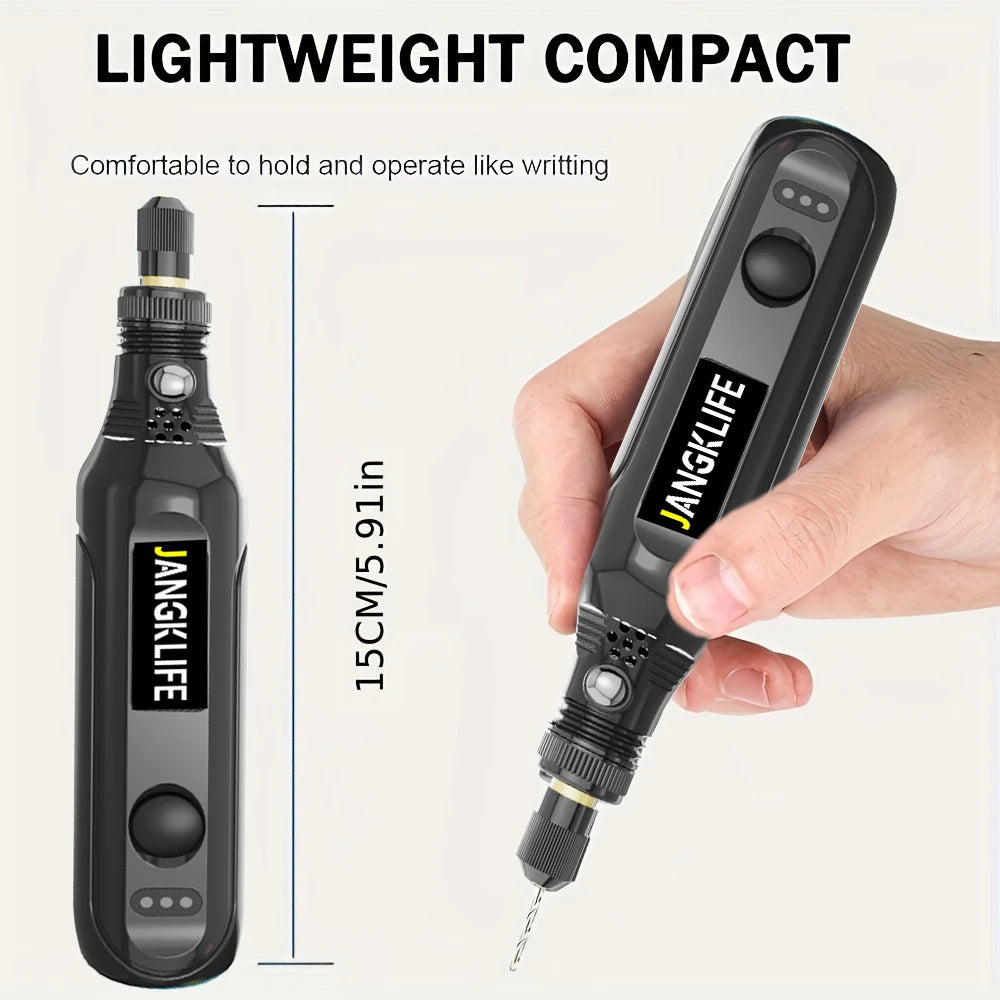 JANGKLIFE USB Cordless Rotary Tool Kit Woodworking Engraving Pen DIY For Jewelry Metal Glass Mini Wireless Drill