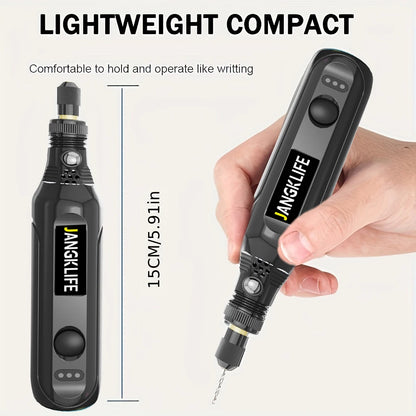 JANGKLIFE USB Cordless Rotary Tool Kit Woodworking Engraving Pen DIY For Jewelry Metal Glass Mini Wireless Drill