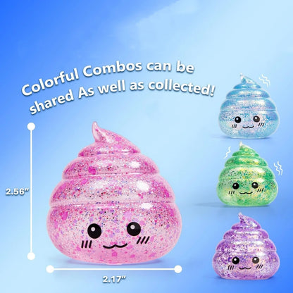 Prank Gift Glitter Funny Stress Ball Squishy Poo Squishies Toys Stretch Squeeze Fidget Novelty Toys for Kids Adults Fool Day