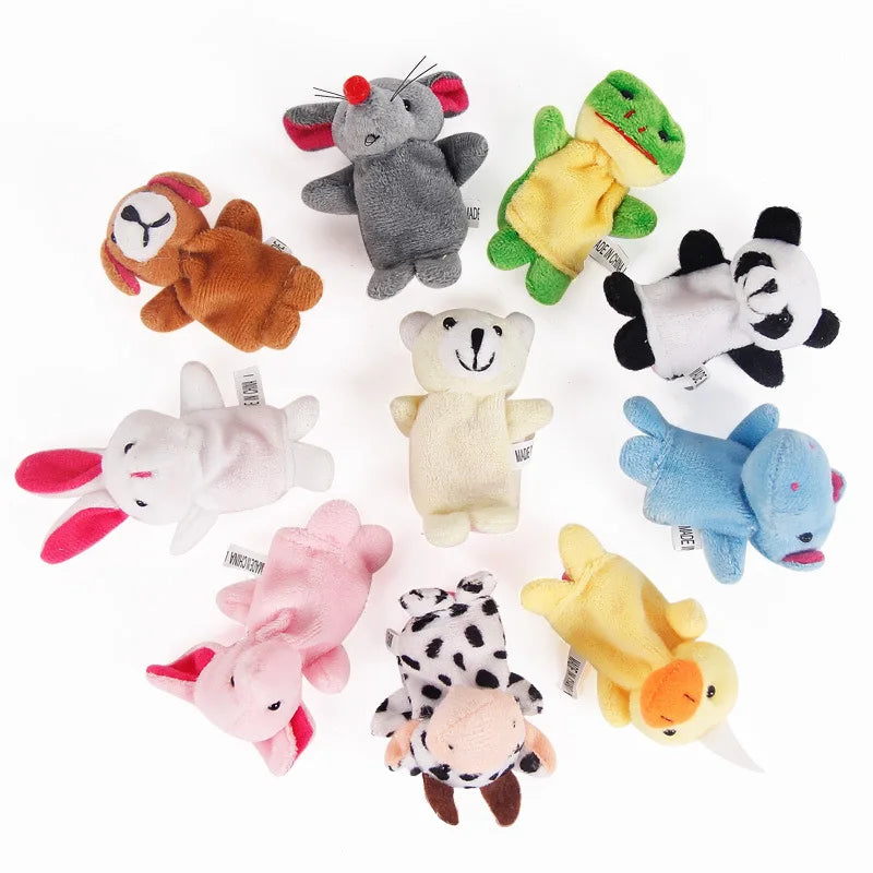 10pcs/set Finger Puppets Mini Animals Educational Hand Cartoon Animal Plush Doll Finger Puppets Toys For Children Gifts