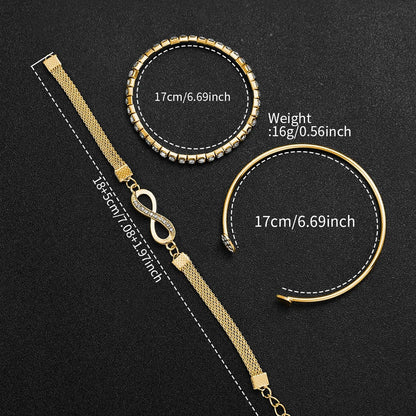 4PCS Elegant Rectangle Women Watch Rhinestone Bracelets Set Fashion Roma Dial Quartz Wristwatches Relogio Feminino (Without Box)