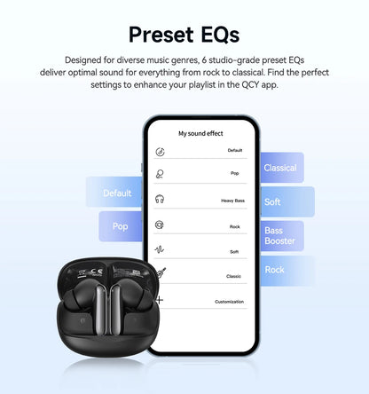 QCY Melobuds N50 ANC Bluetooth 5.4 Słuchawki Bezprzewodowe z Aktywną Redukcją Szumów 6 Mikrofonów Czyste Połączenia Wielopunktowe