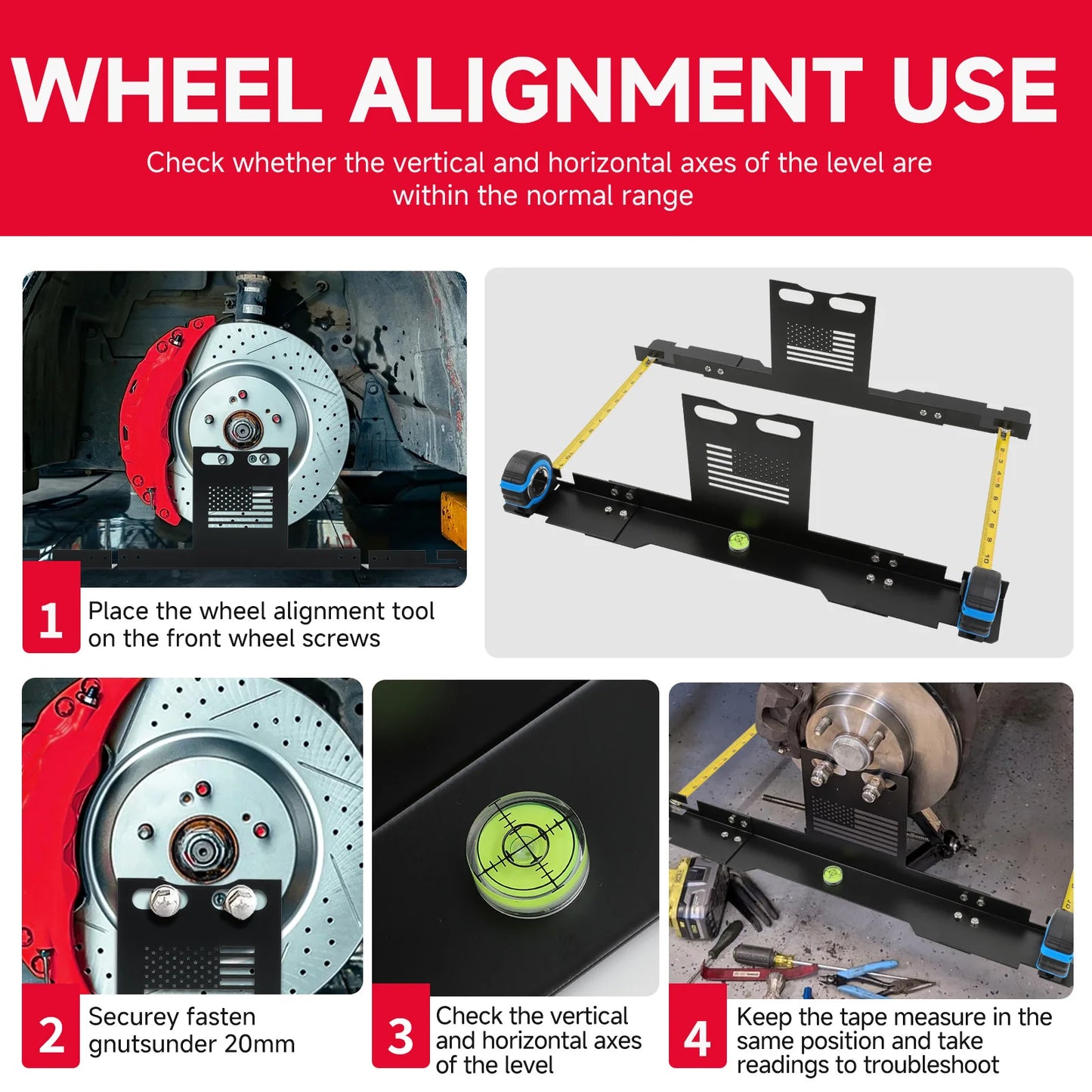 2PCS Wheel Alignment Tool Automotive Car Wheel Alignment Tool Kit No Caliper Removal Front End Alignment Tool