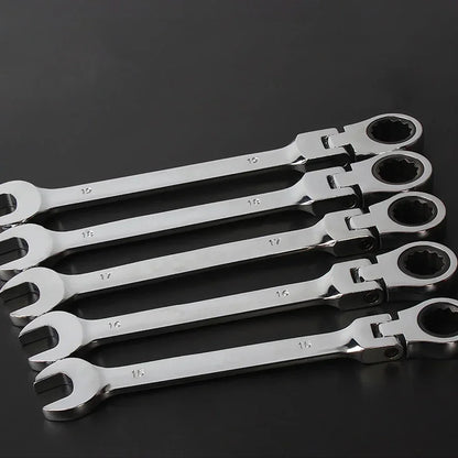Flex-Head Ratcheting Combination Wrench Set SAE 1/4''-13/16'' Premium 72-Teeth Gear Chrome Organizer Auto Repair Tool