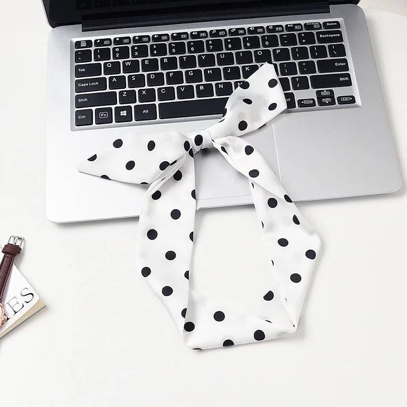 2025 Brand Design Dot Pattern Women Scarf Luxury Silk Scarf Fashion Hair Headband Foulard Skinny Bag Scarves Neckerchief