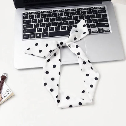 2025 Brand Design Dot Pattern Women Scarf Luxury Silk Scarf Fashion Hair Headband Foulard Skinny Bag Scarves Neckerchief