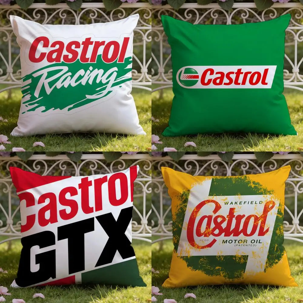 Logo C-Castrol Cushion Cover Home & Car Dual-Scene Pillow Cover: Reversible for Premium Comfort