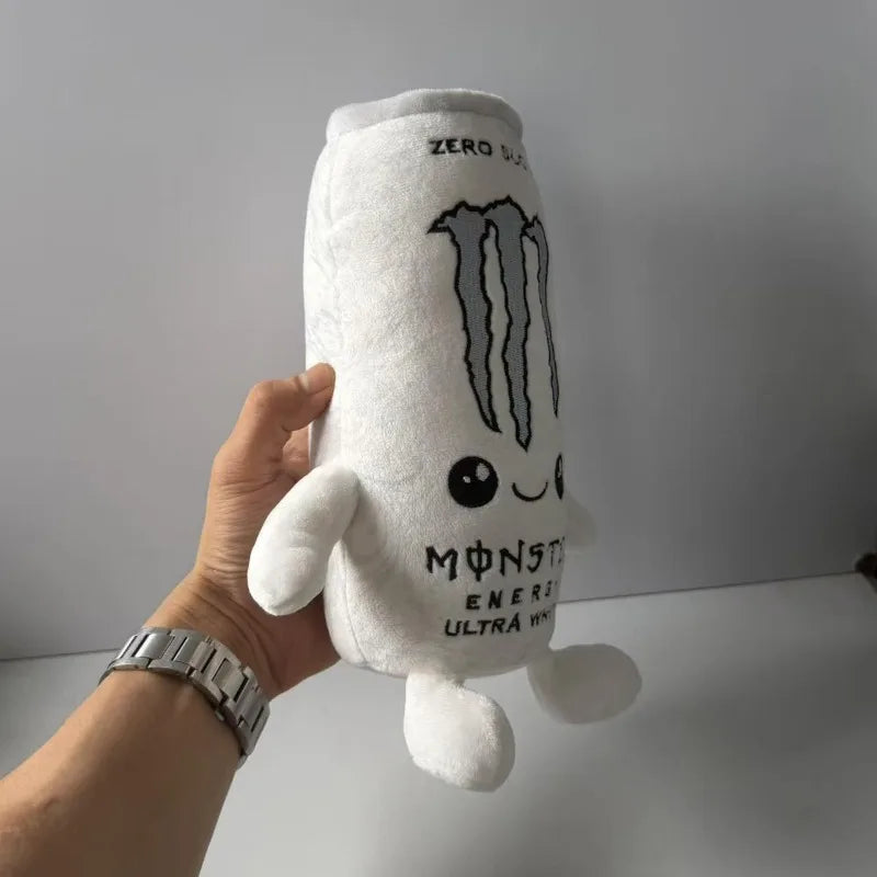 Zero Sugar White Monster Energy Drink Plush Toy Simulation Can Stuffed Doll Cute Soft Figure Decor Gift for Friend Home Ornament