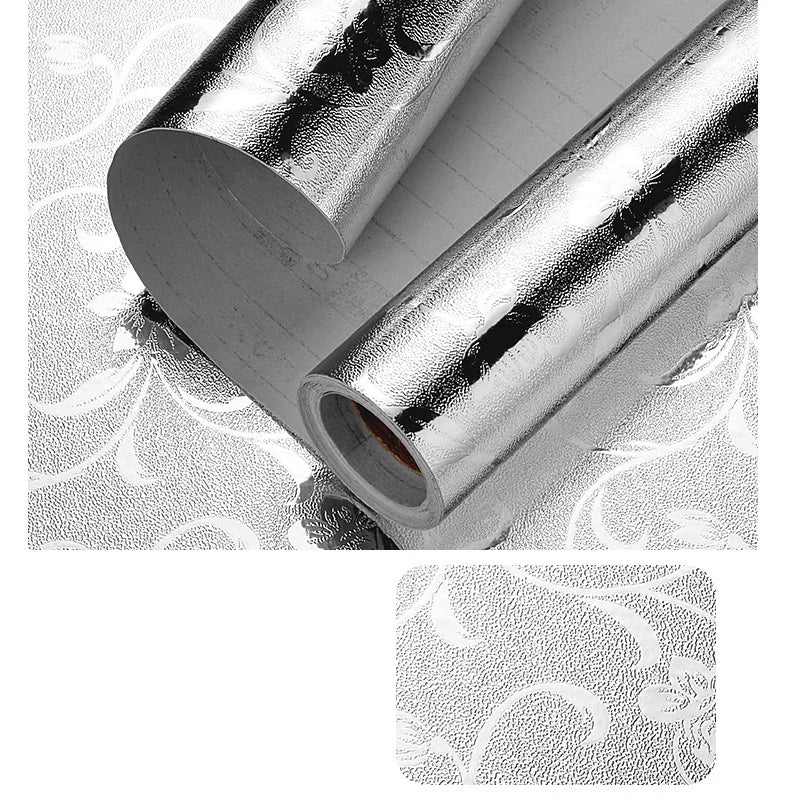 kitchen stickers self-adhesive aluminum foil anti-oil waterproof wallpaper for countertops drawers cabinets shelves line