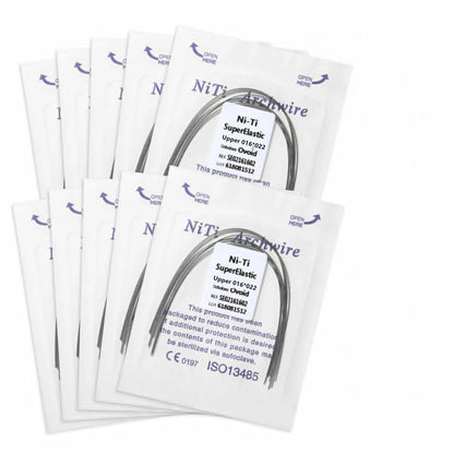 100Pcs/10Packs Dental Orthodontic Ovoid Form Archwires Niti Super Elastic Round Rectangular Wire 012/014/016/018/16X16/16X22