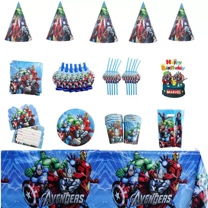 Avengers Marvel Party Decorations SuperHero Theme Tableware Kit Balloon Deco Happy Birthday Banner Supplies for Boys Favors Gift