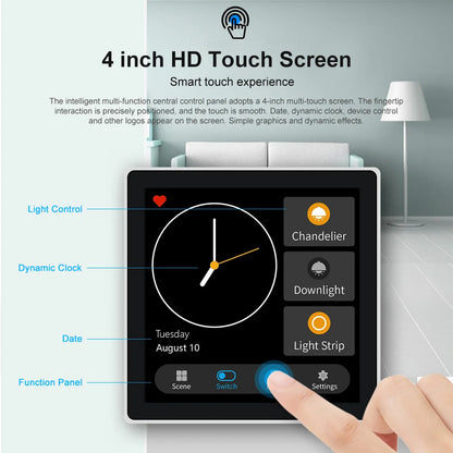 FUERS Tuya Smart Control Panel Switch Smart Home Automation System 3CH Switch Scene Panel Intelligent Home Touch Screen Zigbee
