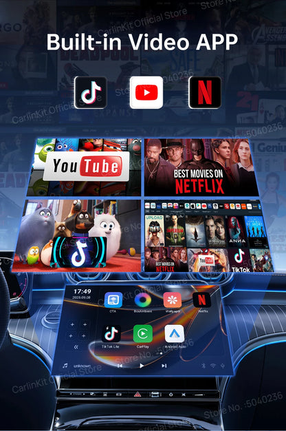 CarlinKit 4.0 CP2A Pro 3-In-1 Android TV Box CarPlay Ai Box Support Netflix YouTube Wireless CarPlay &Android Auto Smart Car Box
