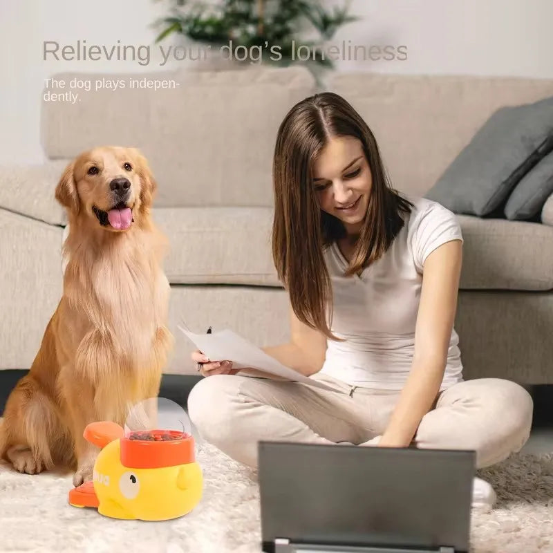 Interactive Pet Trainer Toy with Cartoon Duck Shape - Automatic Slow-Dispensing Dog Treat Feeder