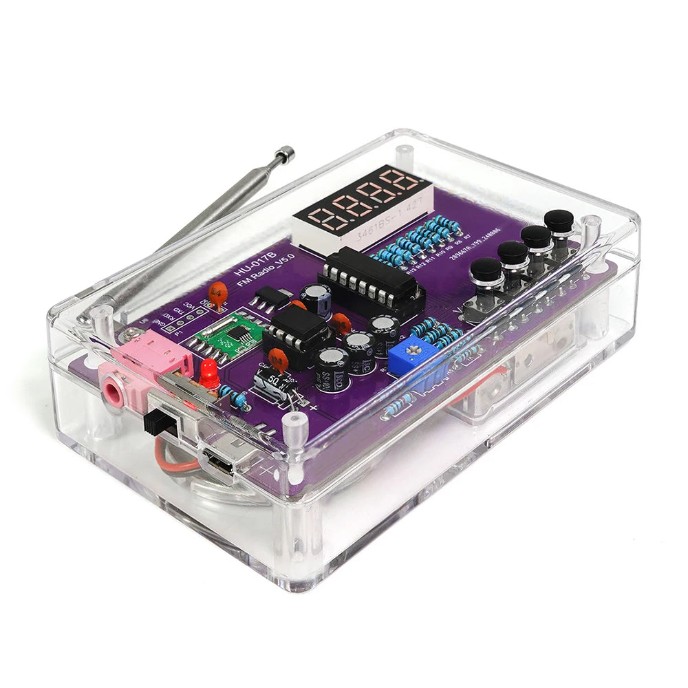 DIY FM Radio Electronic Kit Adjustable Frequency 87-108MHz Practice Soldering RDA5807S Digital Display DIY Soldering HU-017B