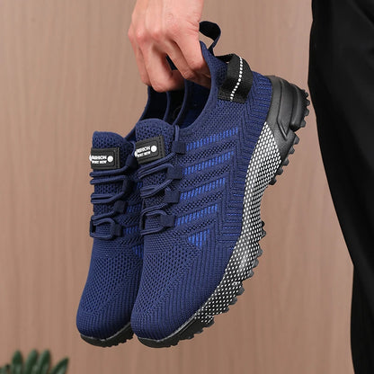 Men's Breathable Running Shoes Anti Slip Casual Fashionable Outdoor Training Hiking Shoes Outdoor Knitted Lace Up Men's Shoes