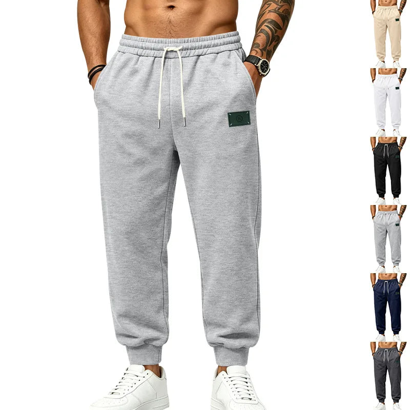Men's Fleece Lined Jogger Pants, Autumn Winter Heavyweight Sweatpants, Drawstring Loose Fit Outdoor Sports Warm Trousers