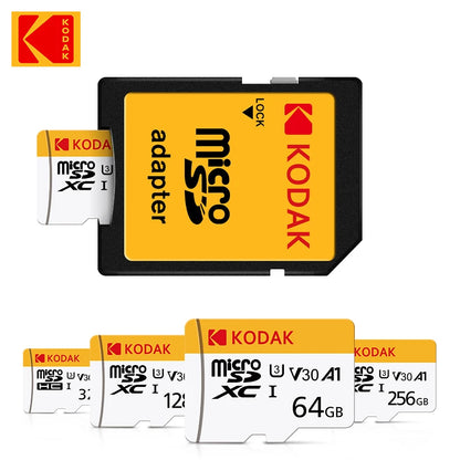 KODAK Micro SD Card 32GB 64GB 128GB Memori Memory Card C10 TF Micro SD SDXC U3 V30 4K For Phone Drone Camera