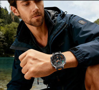 Smartwatch LIGE 2026 wojskowy, bateria 1400mAh, dla mężczyzn, latarka zewnętrzna, wodoodporność IP68, pulsometr, połączenia Bluetooth, bransoletka sportowa