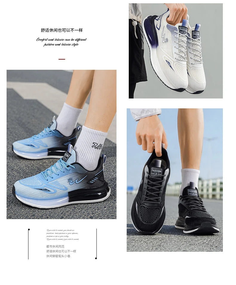 Men's breathable casual sneakers four seasons new soft sole non-slip lightweight racing outdoor running shoes speed sports shoes