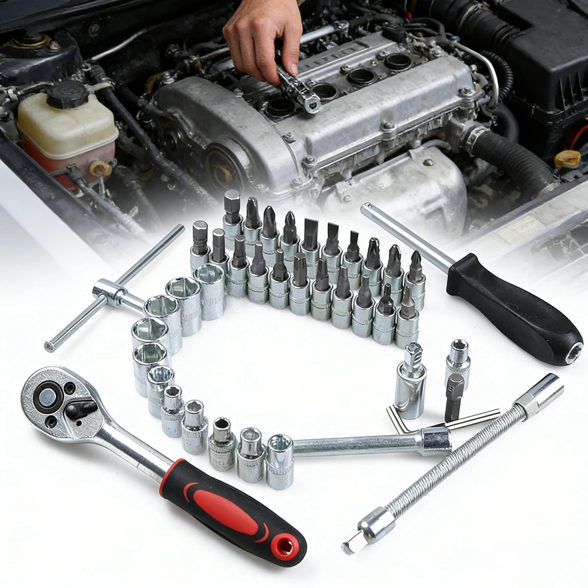 Car Disassembly Tools Tool Kit Full Set Socket Wrench Several Repair Wrenches Box Complete Ratchet Toolbox Special Auto Parts