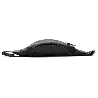 Men's Genuine Leather Chest Bag Double Zipper Cowhide Fanny Pack Casual Crossbody Sling Bag for Daily Commute & Travel