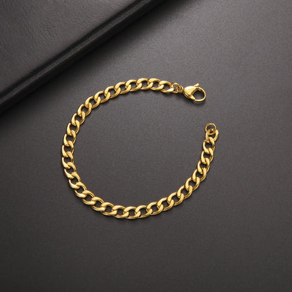 Punk Cuban Chain 3-10mm Wide Minimalist Bracelet Men Women Stainless Steel Gold Color Basic Hip Hop Figaro Chain Jewelry Gift