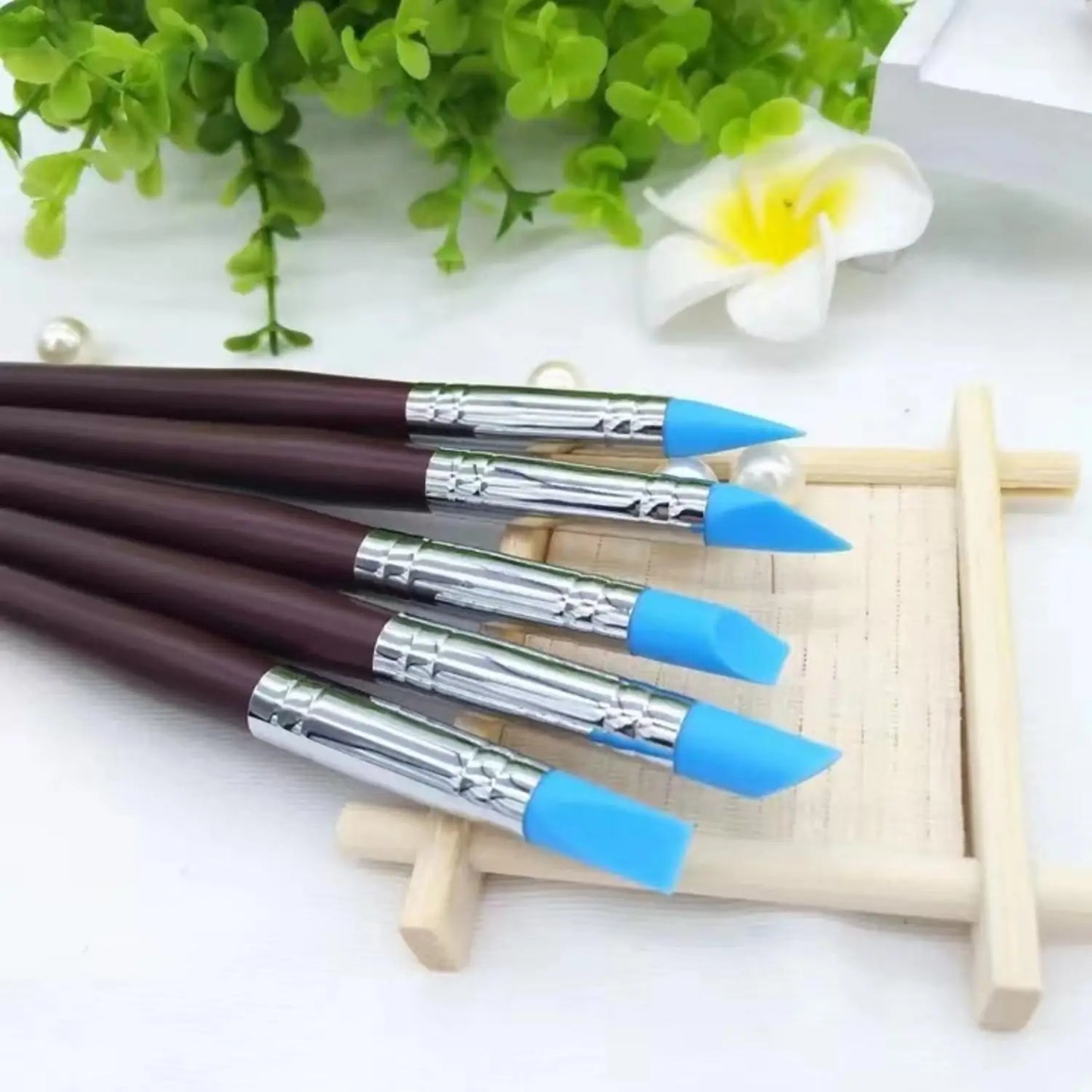 5Pcs/Set Silicone Clay Sculpting Tool for Brush Modeling Dotting Nail Art Pottery Clay Tools DIY Carving Sculpting Tools