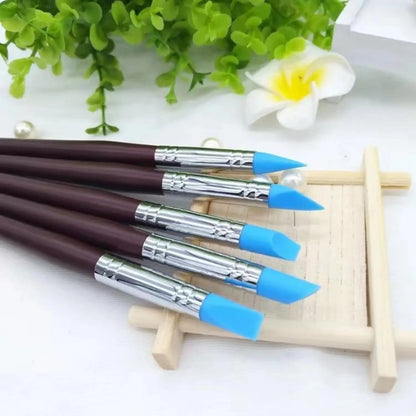 5Pcs/Set Silicone Clay Sculpting Tool for Brush Modeling Dotting Nail Art Pottery Clay Tools DIY Carving Sculpting Tools