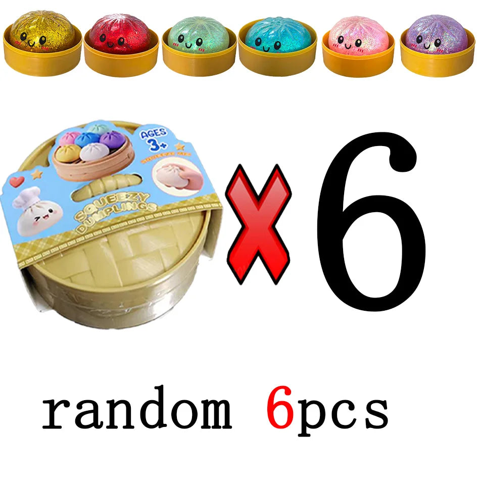 Glitter dumpling squishies Glitter Dumpling Squishy with Box Dumplings Sensory Dumpling Pressure Toy for Stress Relief