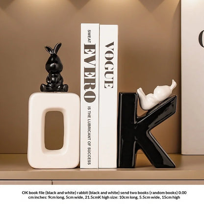 Modern  Ceramic Human Figure Bookends Sculpture Decor Book Holder For Nightstand TV Cabinet Wine Rack Office Desktop Home