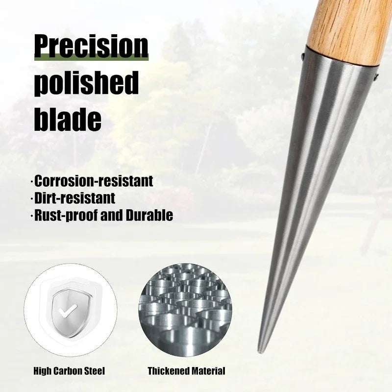 Durable Rust Proof Wood Handle Hand Dibber Hole Puncher for Seed Sowing Plant Transplanting Bulb Planting Remover Tool