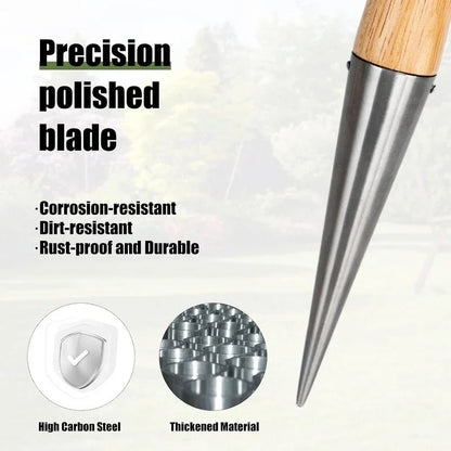 Durable Rust Proof Wood Handle Hand Dibber Hole Puncher for Seed Sowing Plant Transplanting Bulb Planting Remover Tool