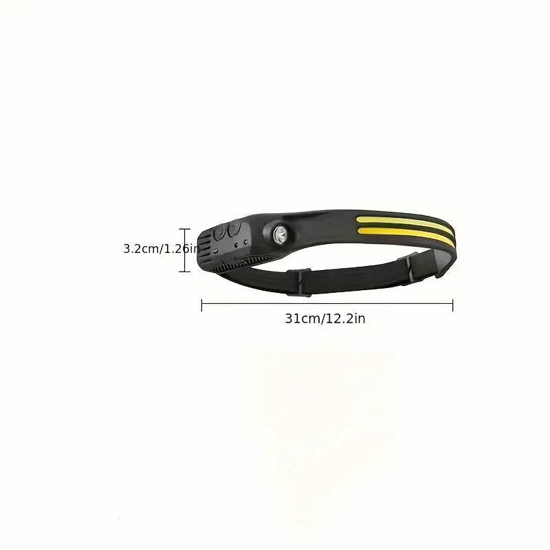 COB LED Headlamp Induction Head Lamp Built-in Battery USB Rechargeable Head Flashlight Outdoor Camping Fishing Sensor Headlight