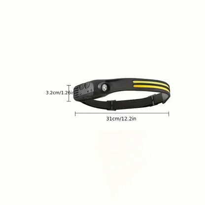 COB LED Headlamp Induction Head Lamp Built-in Battery USB Rechargeable Head Flashlight Outdoor Camping Fishing Sensor Headlight