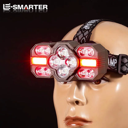 Outdoor Lighting Strong Bald Headlight 12 LED Super Bright Spotted Portable Headlight Outdoor Camping Maintenance Light