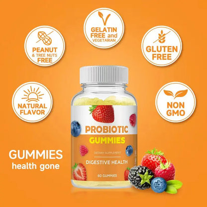 Probiotic Gummies Supports Digestive Health &Immune Function Vegan Non-GMO 60Count Gut Health Supplement Immune Boosting Formula